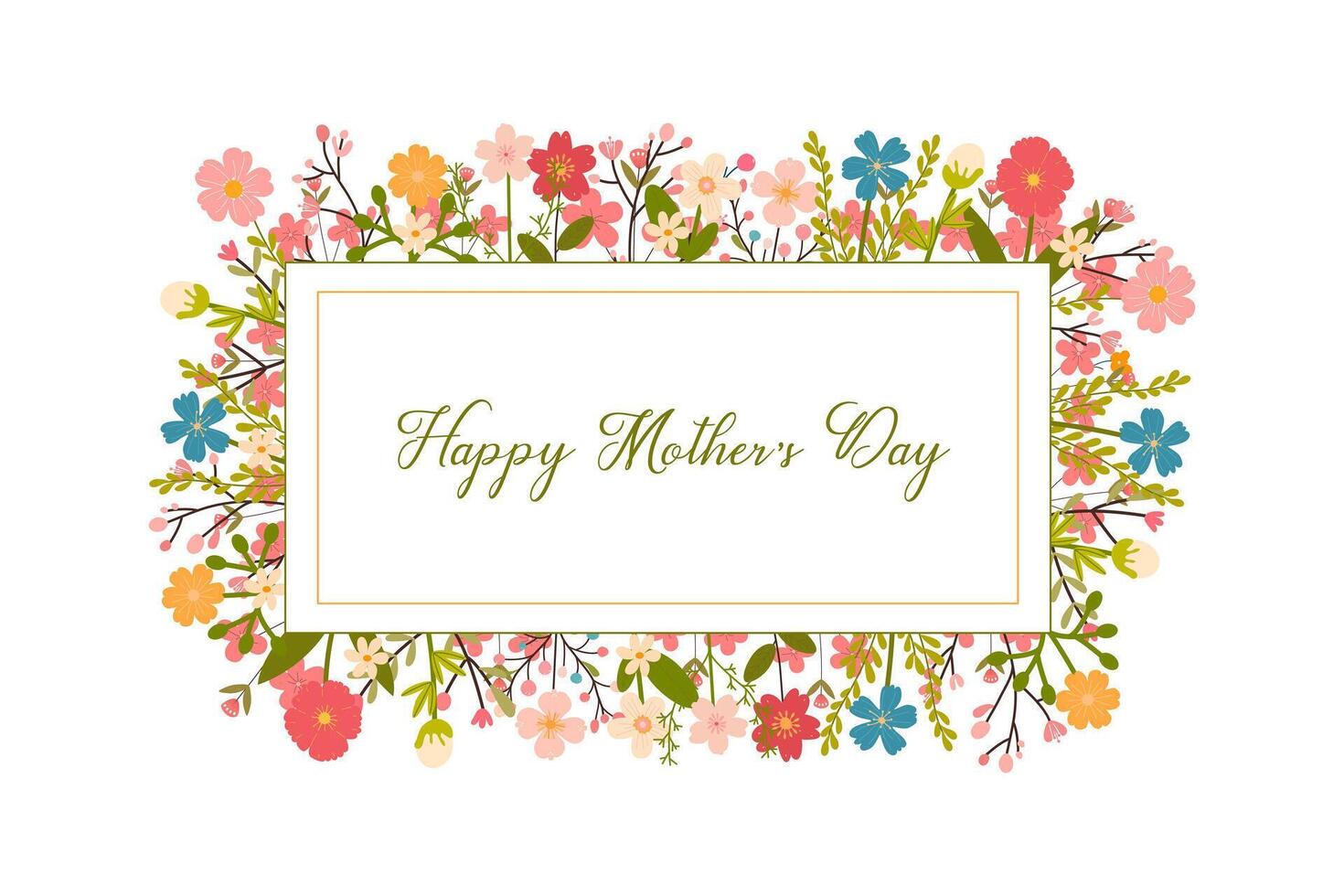 Festive banner frame illustration of spring flowers with the inscription Mother's Day vector