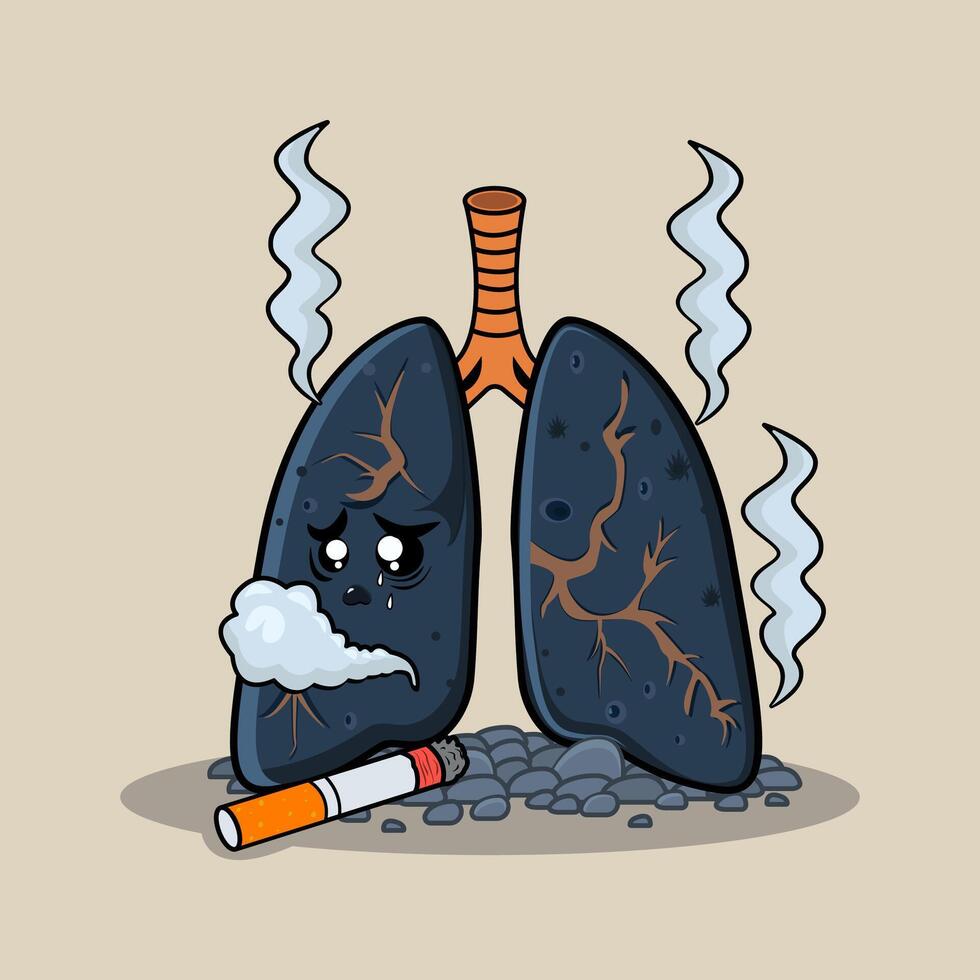 de fumador pulmones. tóxico efectos de cigarrillo tabaco.mundo No tabaco día.vector. dibujos animados vector