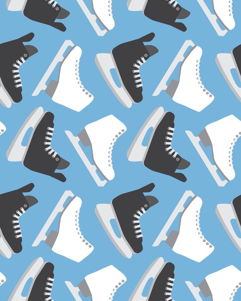 Seamless pattern of hockey and figure ice skates vector