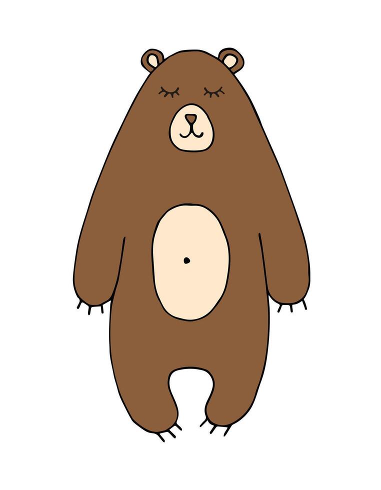 vector mano dibujado garabatear bosquejo marrón oso