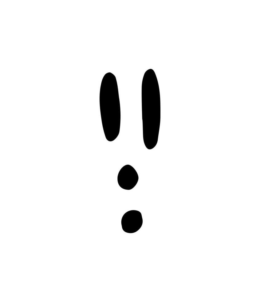 Vector black flat hare or rabbit foot print steps