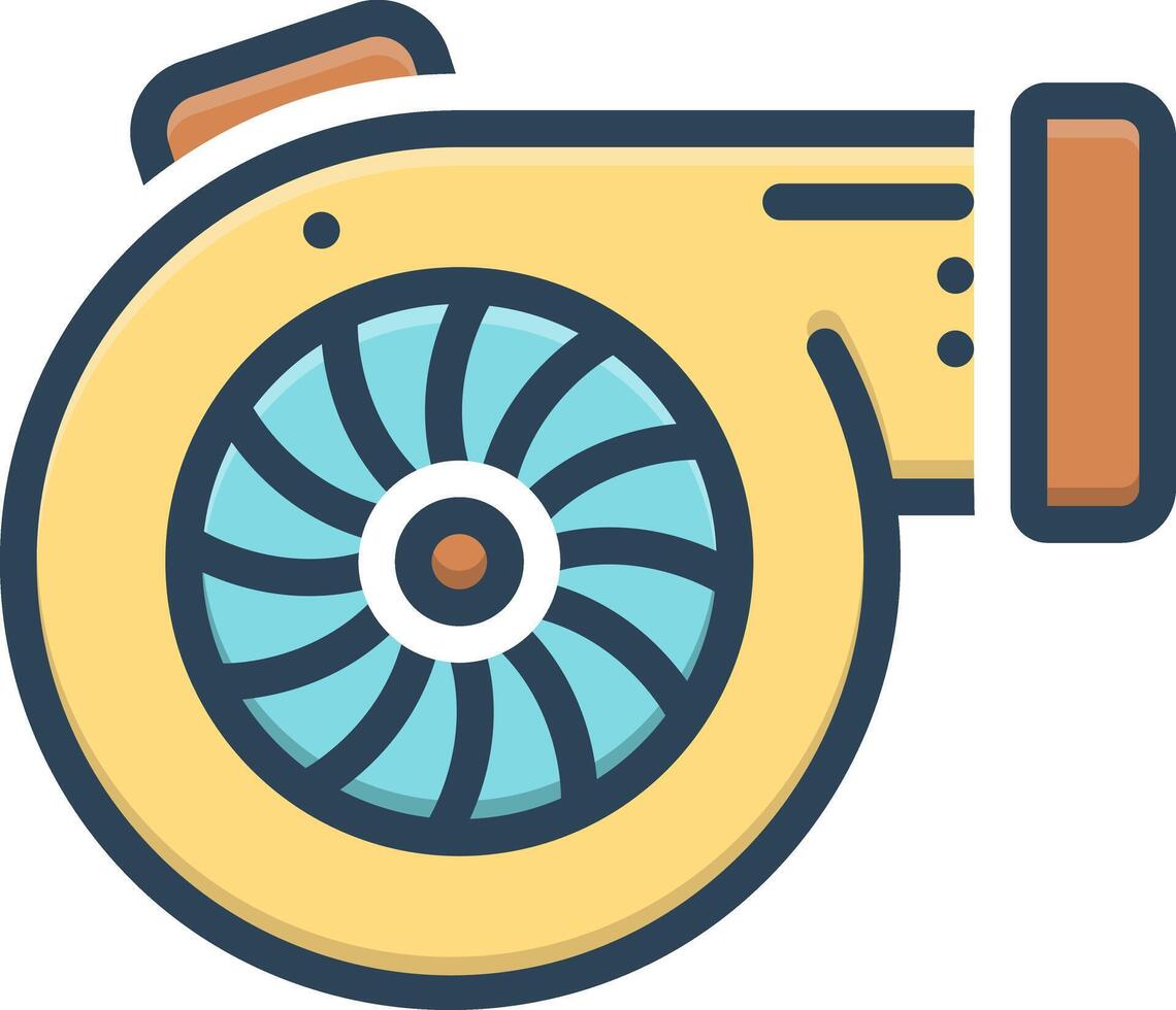 Vector black line icon for turbo