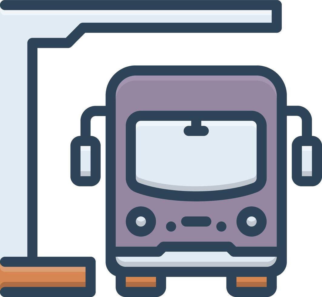 Vector black line icon for transit