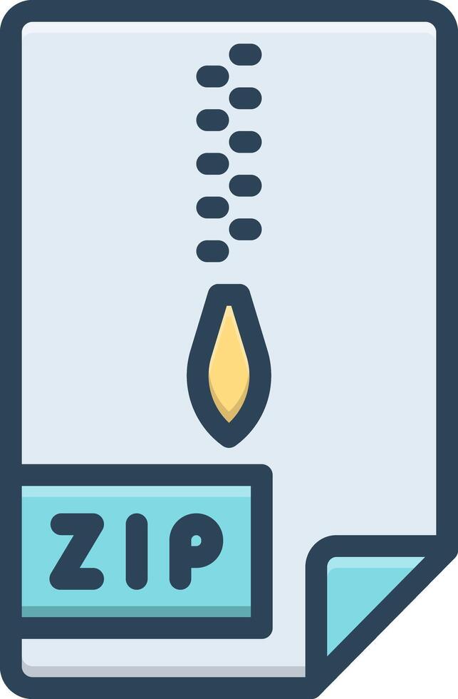 Vector black line icon for zip