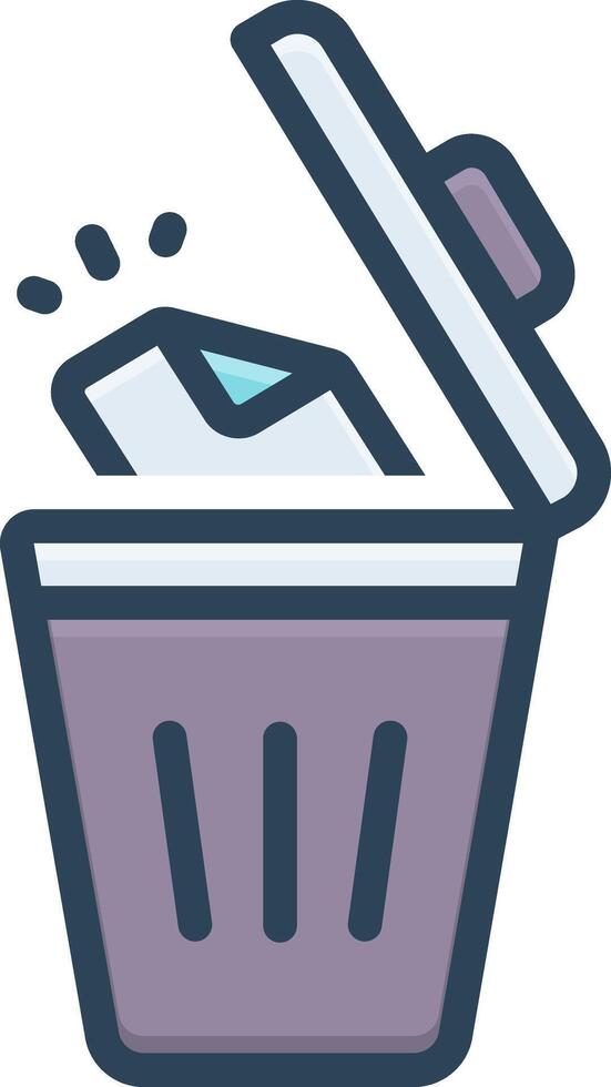 Vector black line icon for deleted