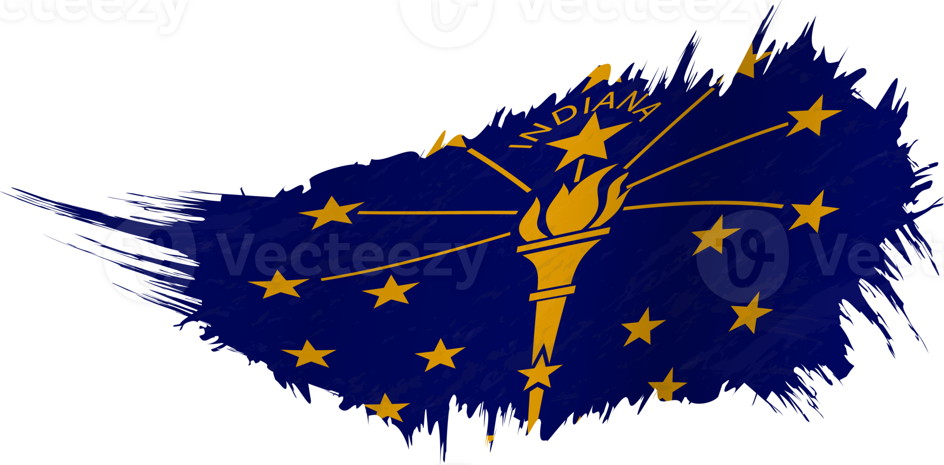 Flag of Indiana state in grunge style with waving effect. png
