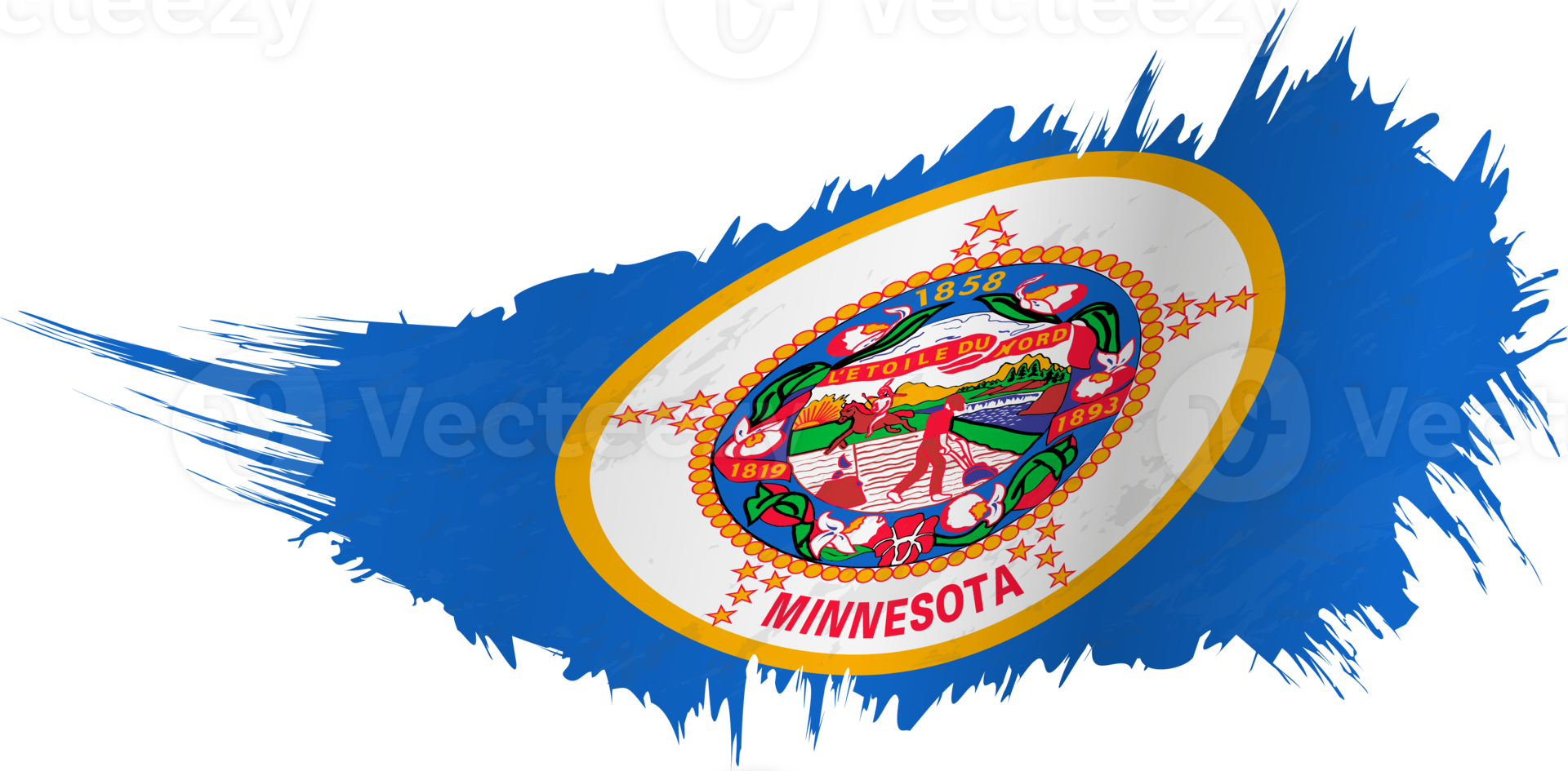Flag of Minnesota state in grunge style with waving effect. png