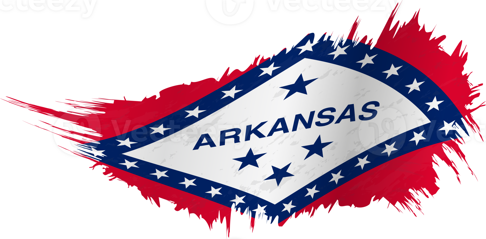Flag of Arkansas state in grunge style with waving effect. png