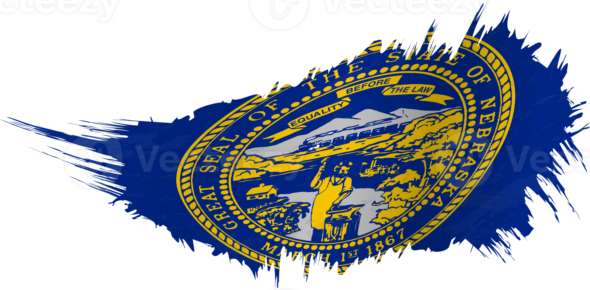 Flag of Nebraska state in grunge style with waving effect. png