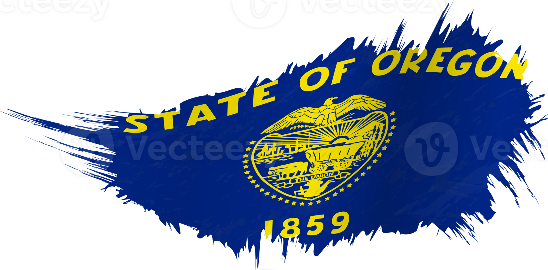 Flag of Oregon state in grunge style with waving effect. png