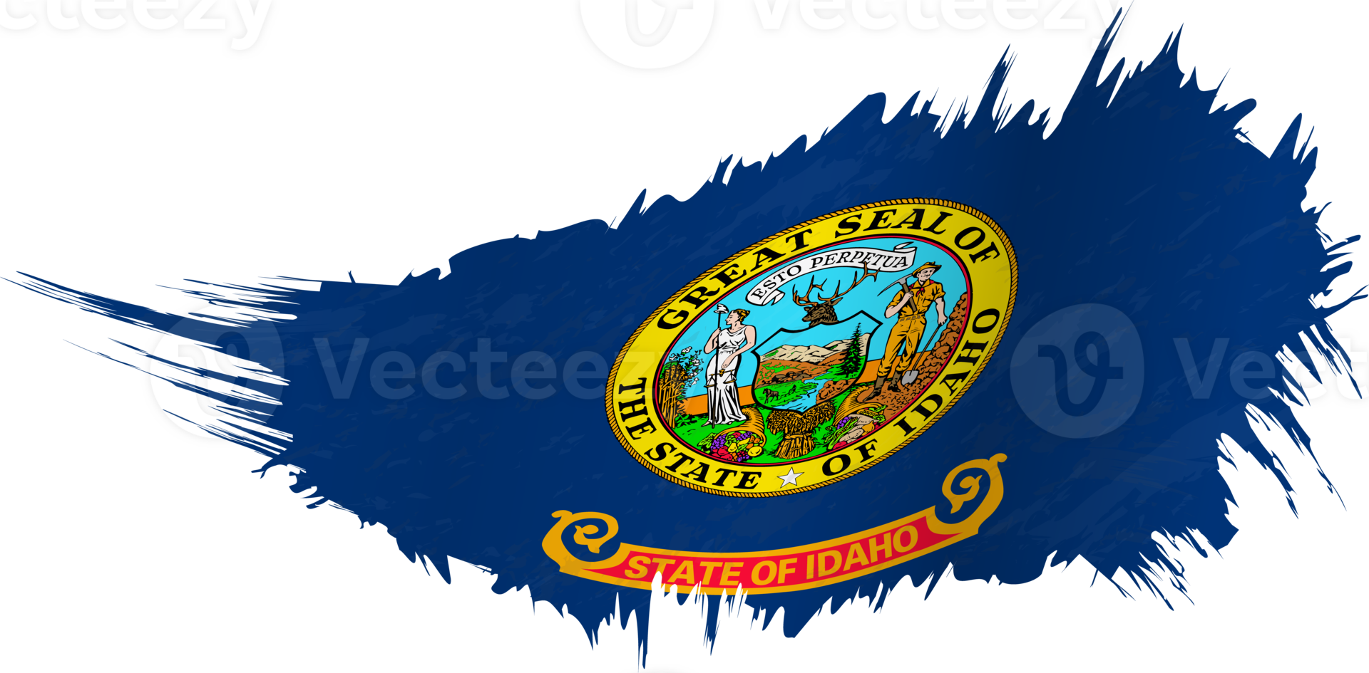 Flag of Idaho state in grunge style with waving effect. png