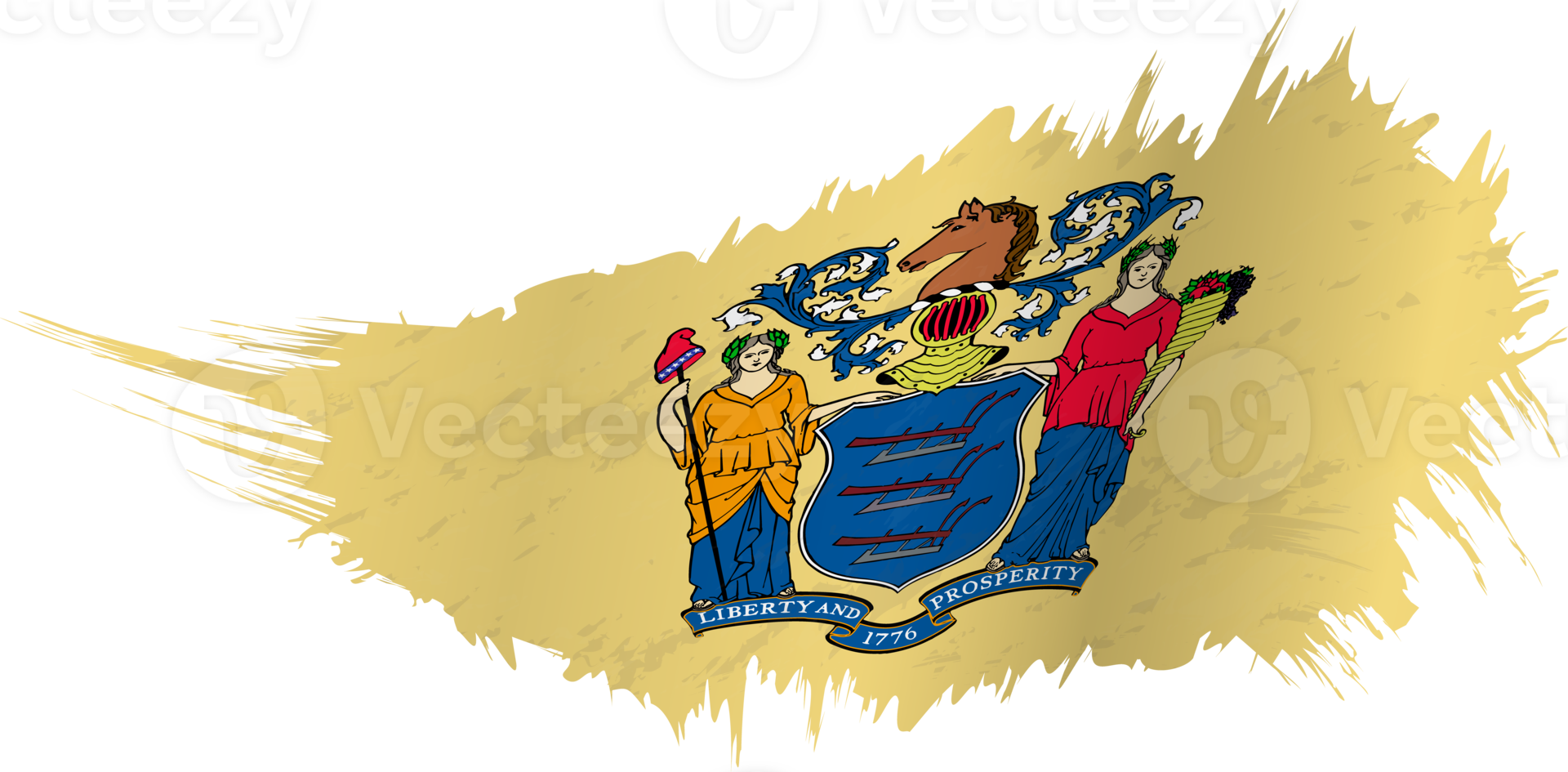 Flag of New Jersey state in grunge style with waving effect. png