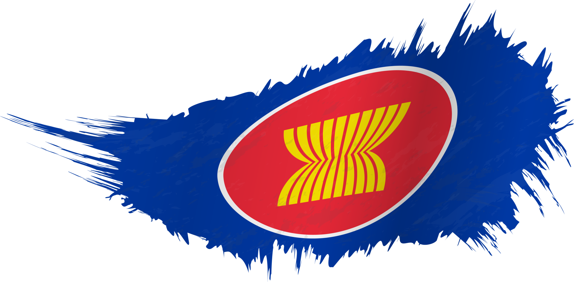 Flag of ASEAN in grunge style with waving effect. png