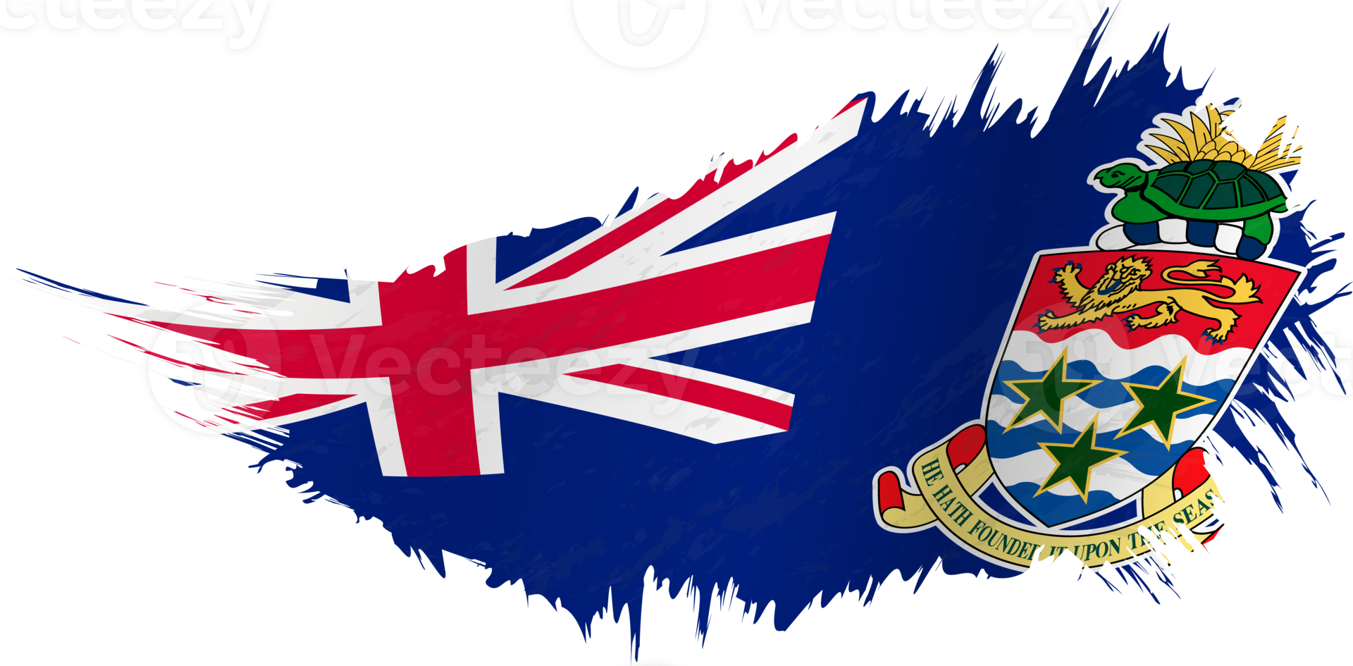 Flag of Cayman Islands in grunge style with waving effect. png