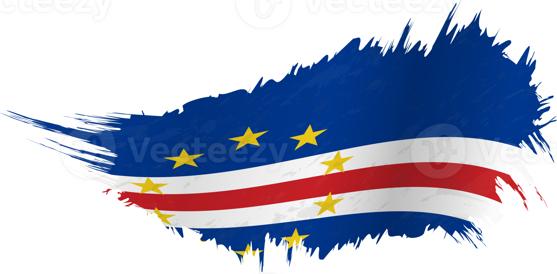 Flag of Cape Verde in grunge style with waving effect. png
