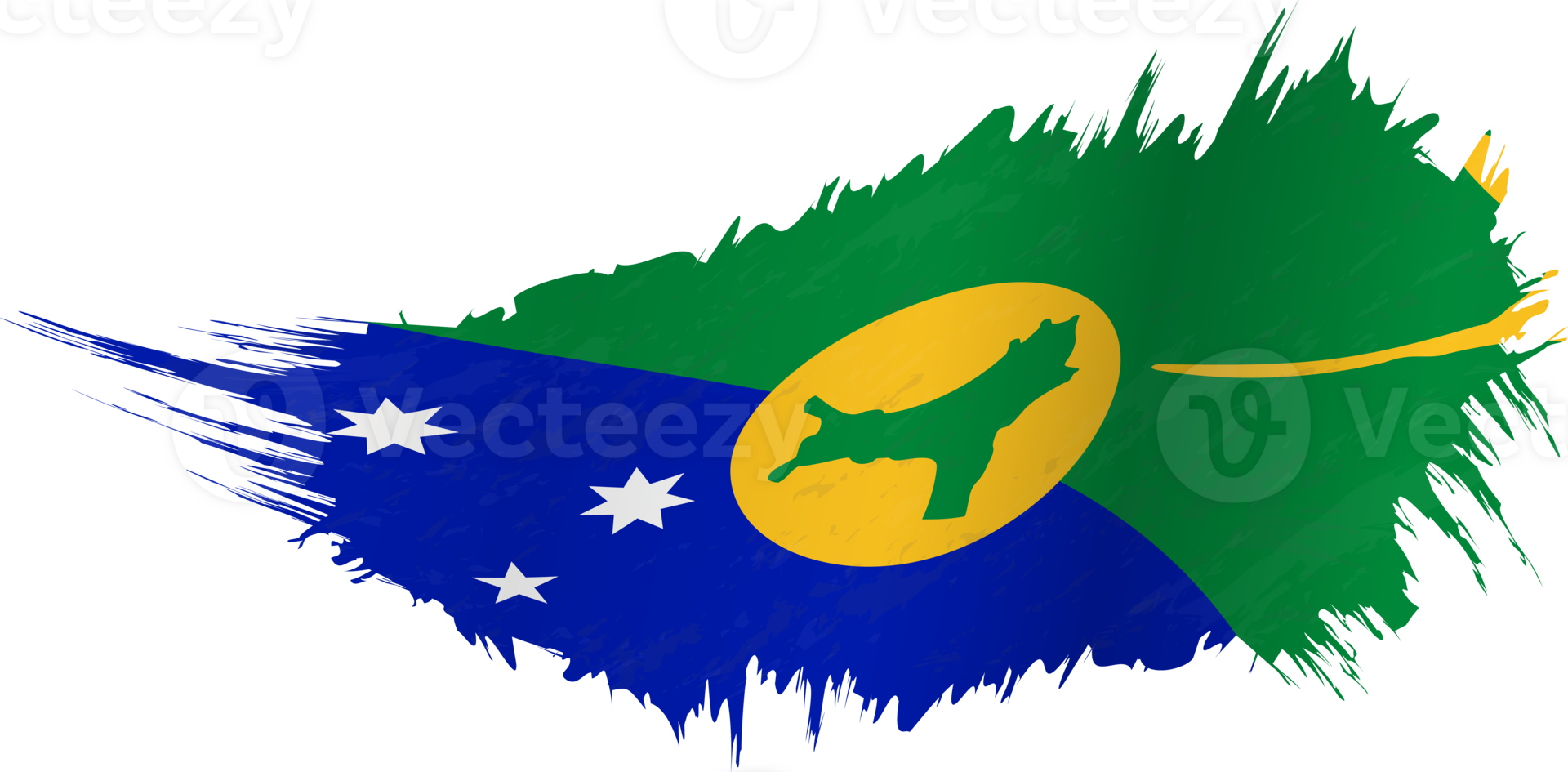 Flag of Christmas Island in grunge style with waving effect. png