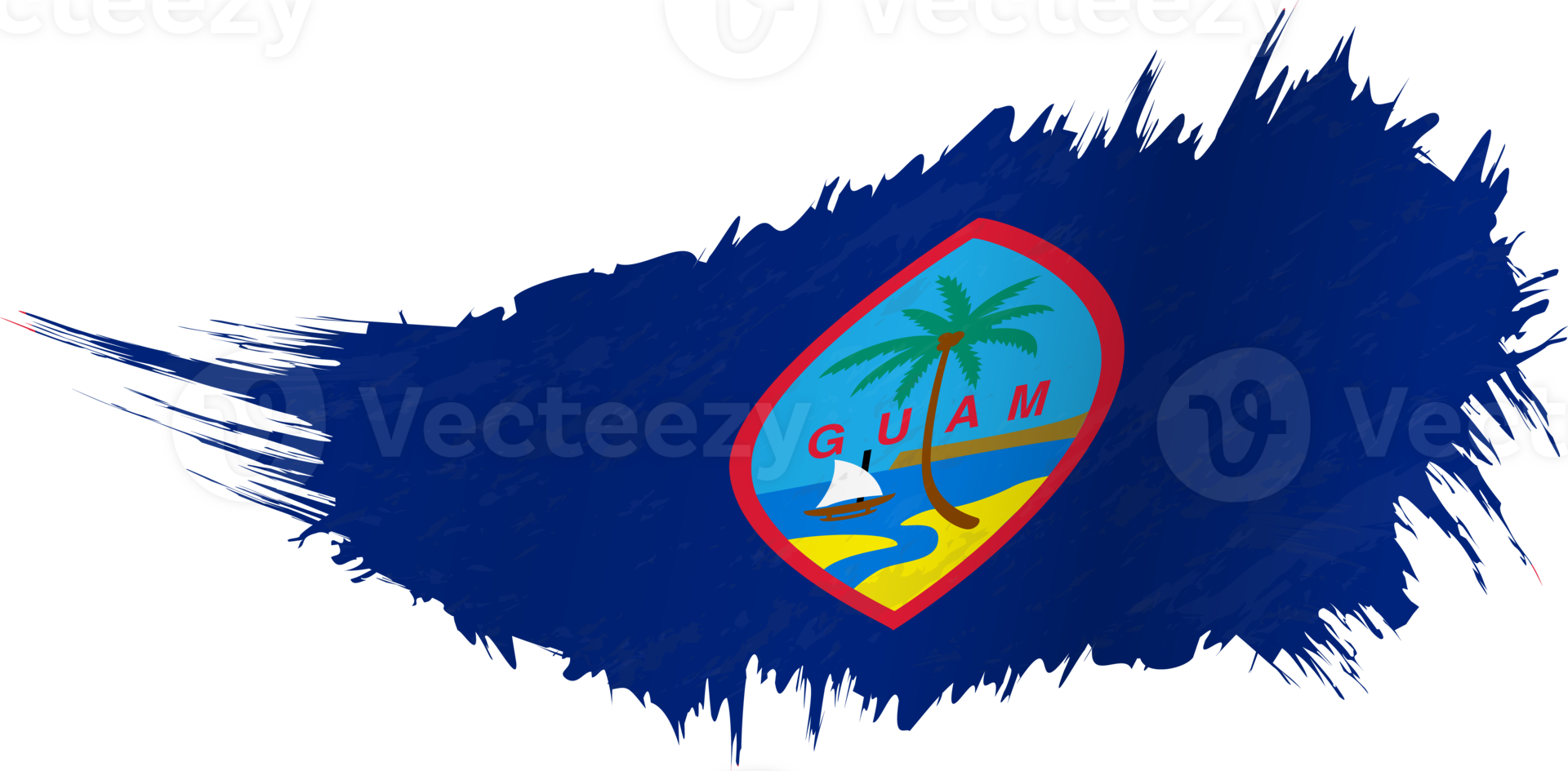 Flag of Guam in grunge style with waving effect. png