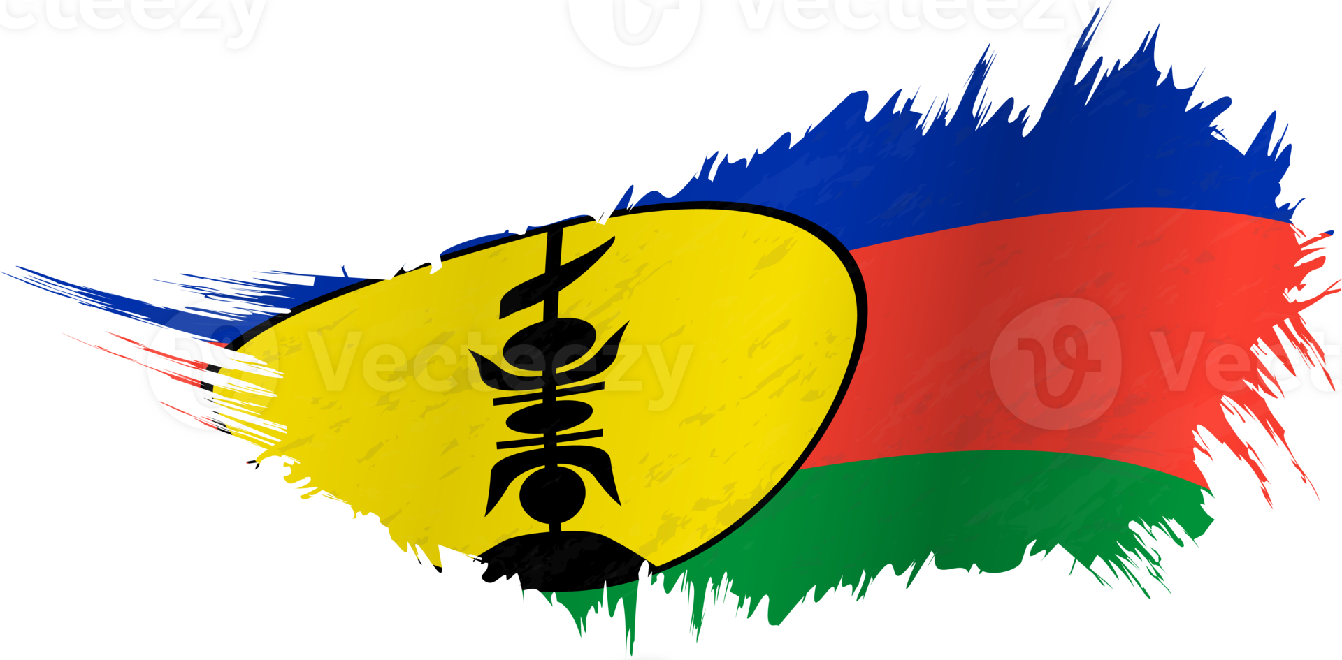 Flag of New Caledonia in grunge style with waving effect. png