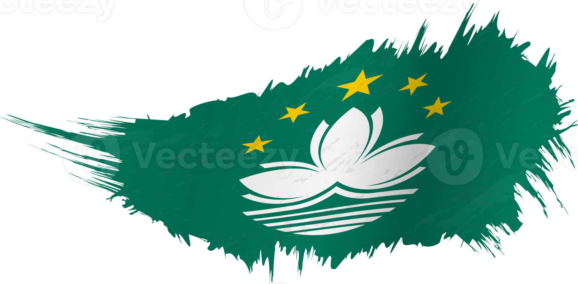 Flag of Macau in grunge style with waving effect. png