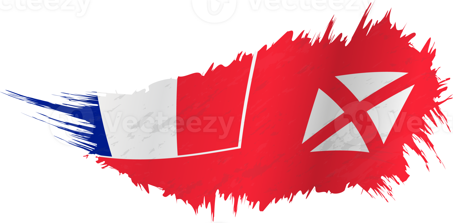 Flag of Wallis and Futuna in grunge style with waving effect. png