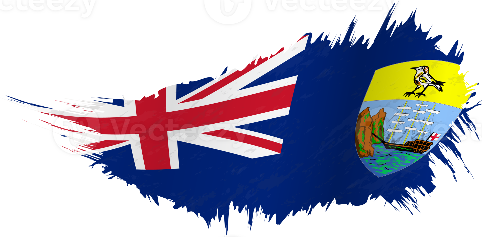 Flag of Saint Helena in grunge style with waving effect. png