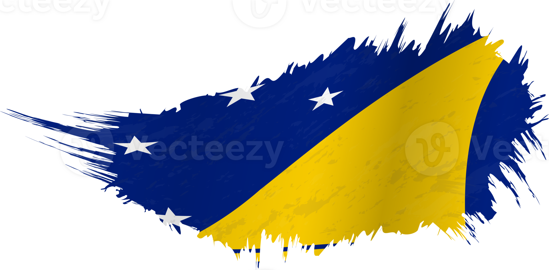 Flag of Tokelau in grunge style with waving effect. png