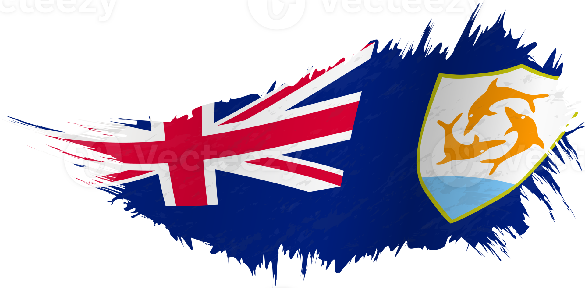 Flag of Anguilla in grunge style with waving effect. png