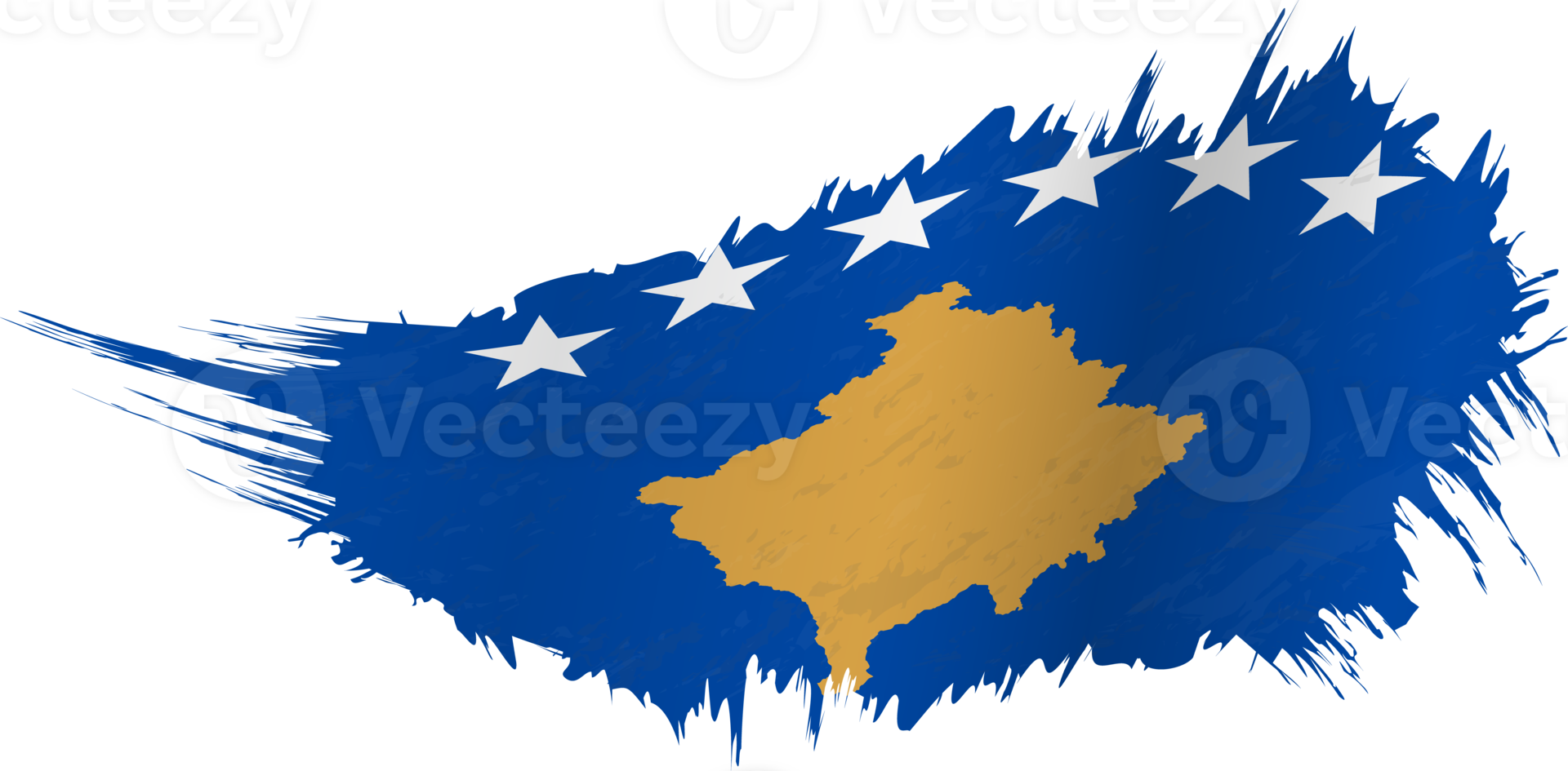 Flag of Kosovo in grunge style with waving effect. png