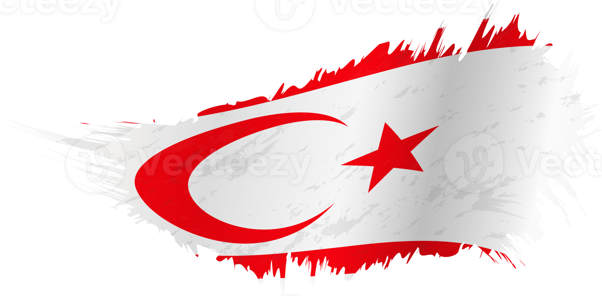 Flag of Northern Cyprus in grunge style with waving effect. png