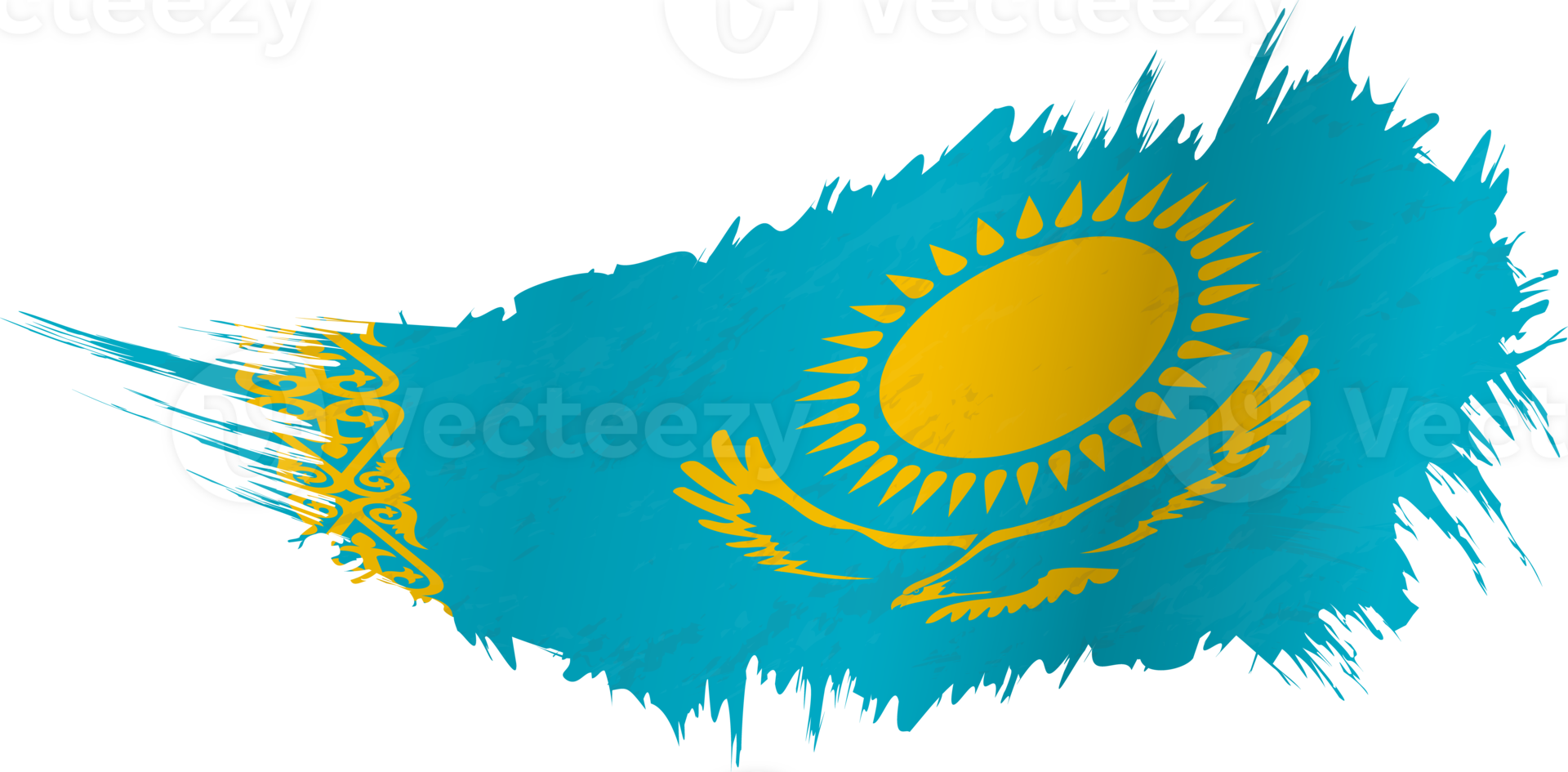 Flag of Kazakhstan in grunge style with waving effect. png