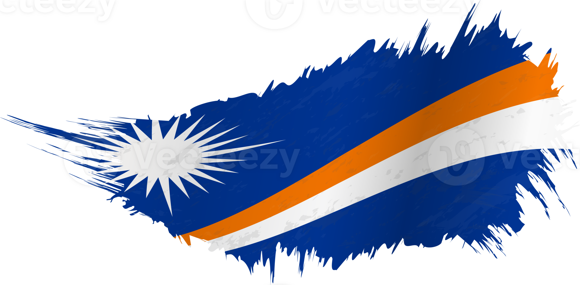 Flag of Marshall Islands in grunge style with waving effect. png