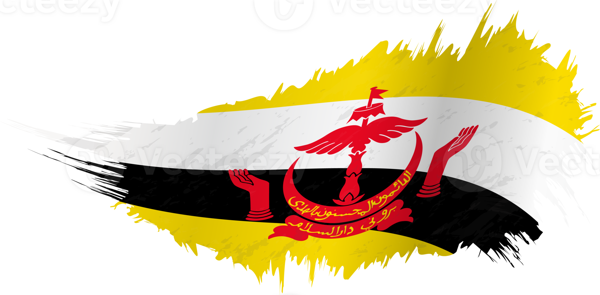 Flag of Brunei in grunge style with waving effect. png