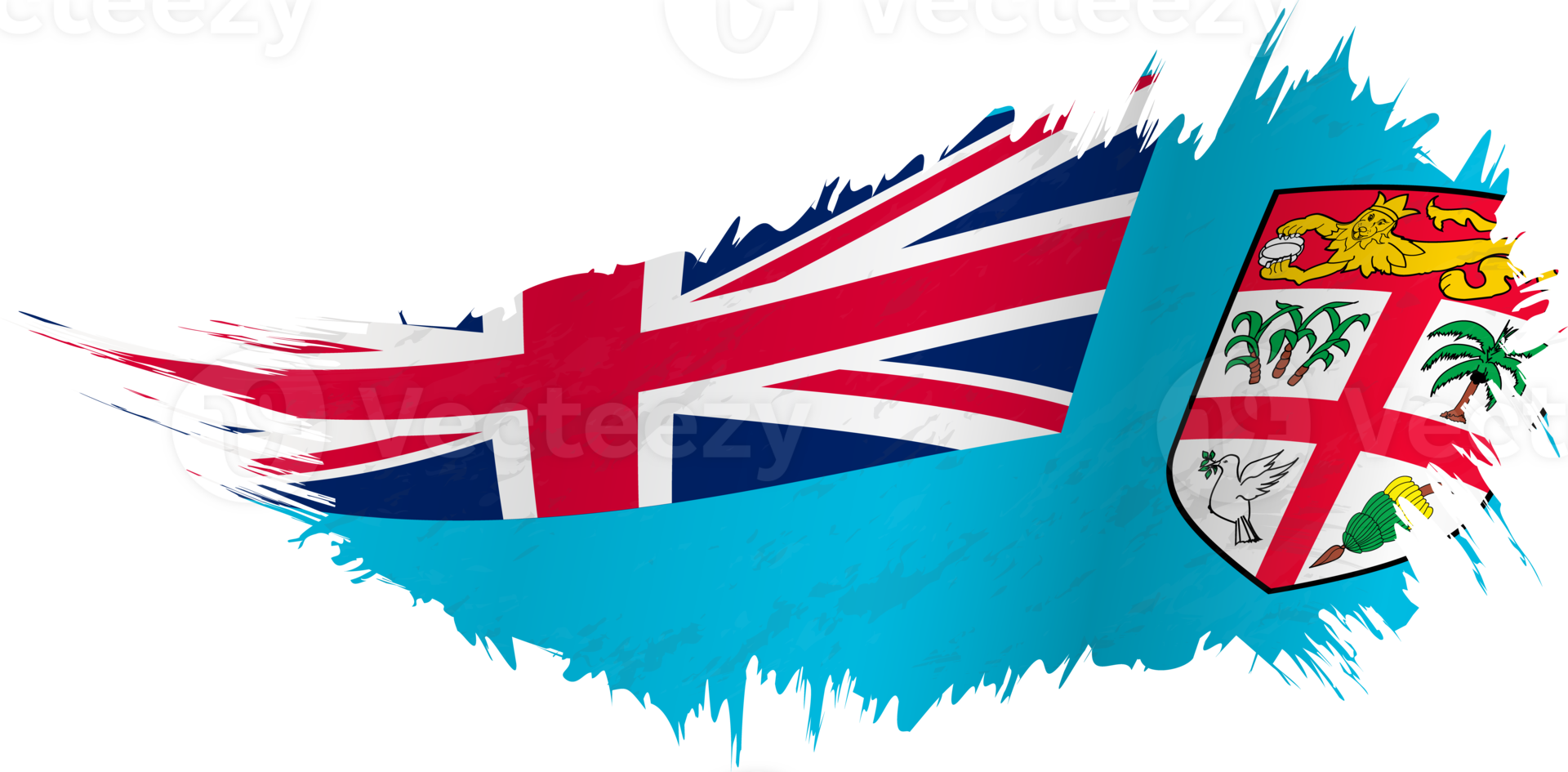 Flag of Fiji in grunge style with waving effect. png