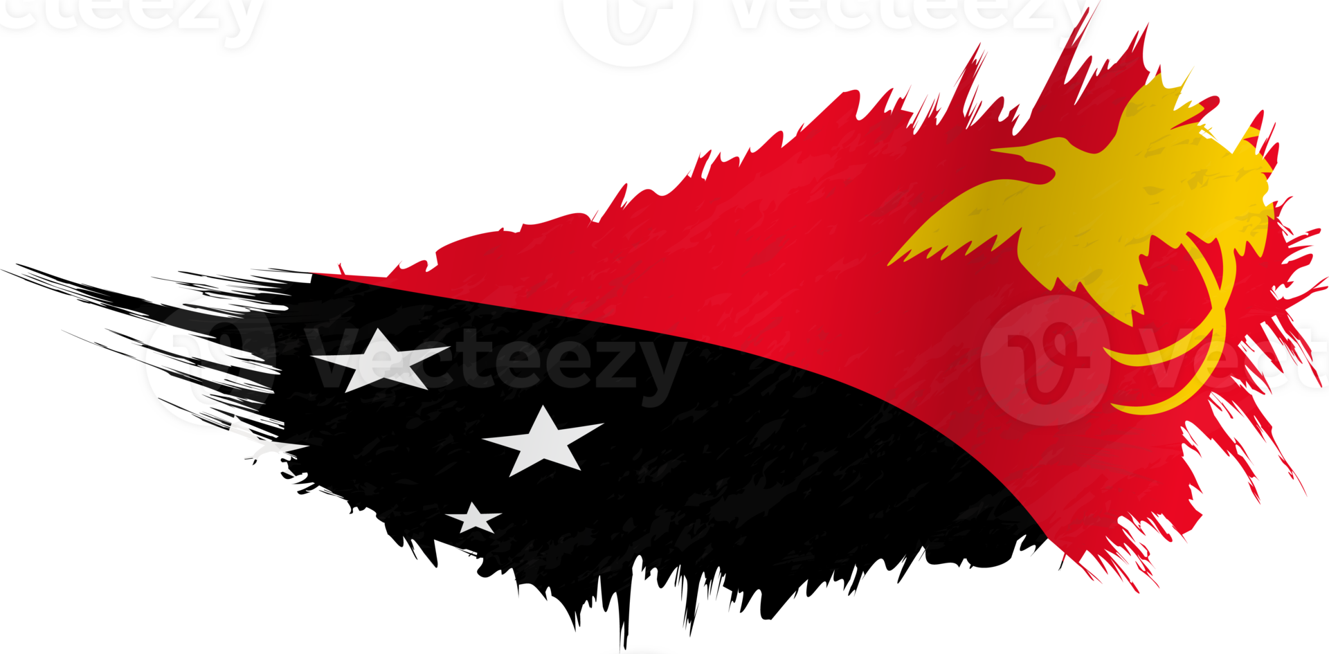 Flag of Papua New Guinea in grunge style with waving effect. png