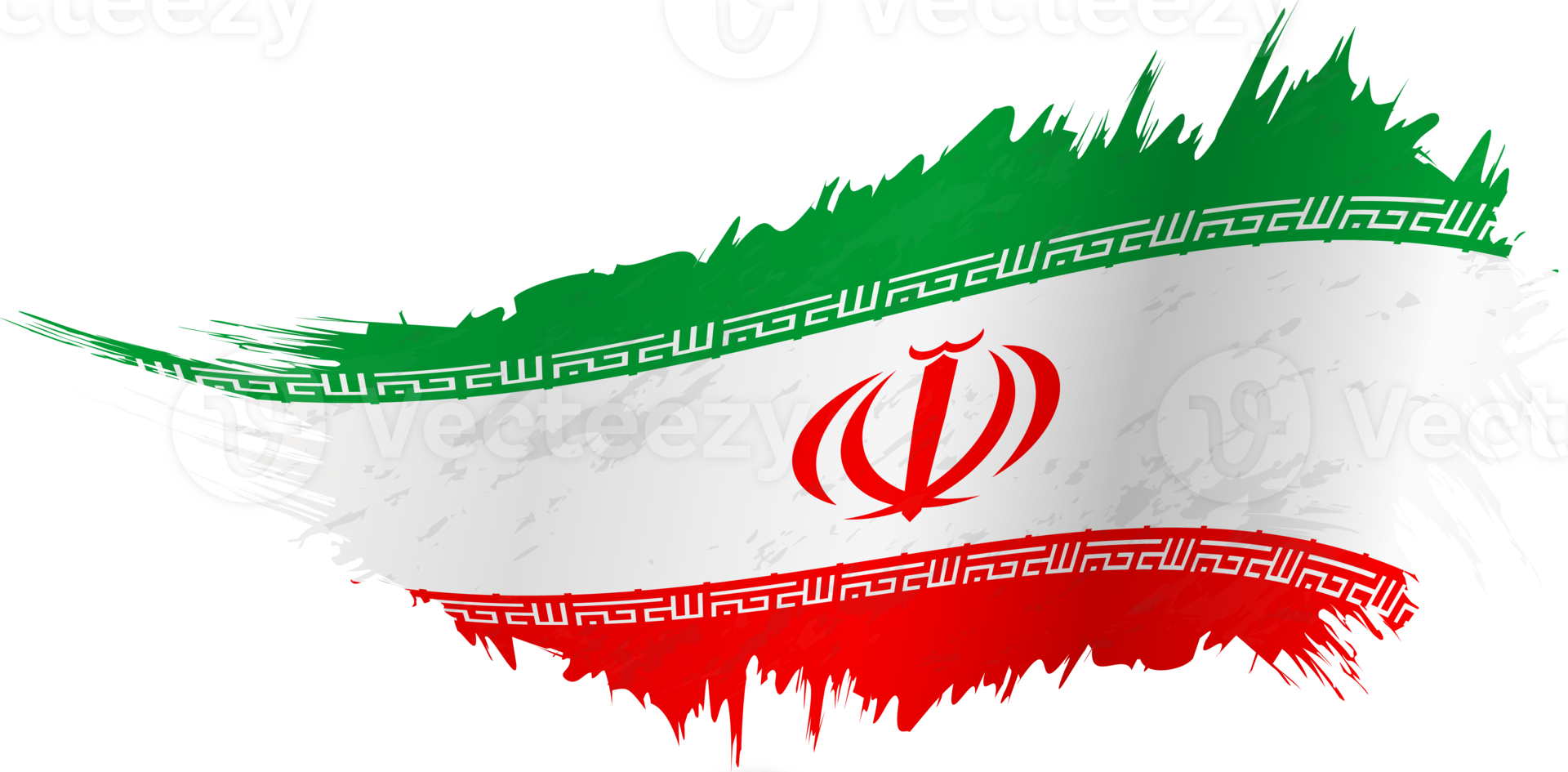 Flag of Iran in grunge style with waving effect. png