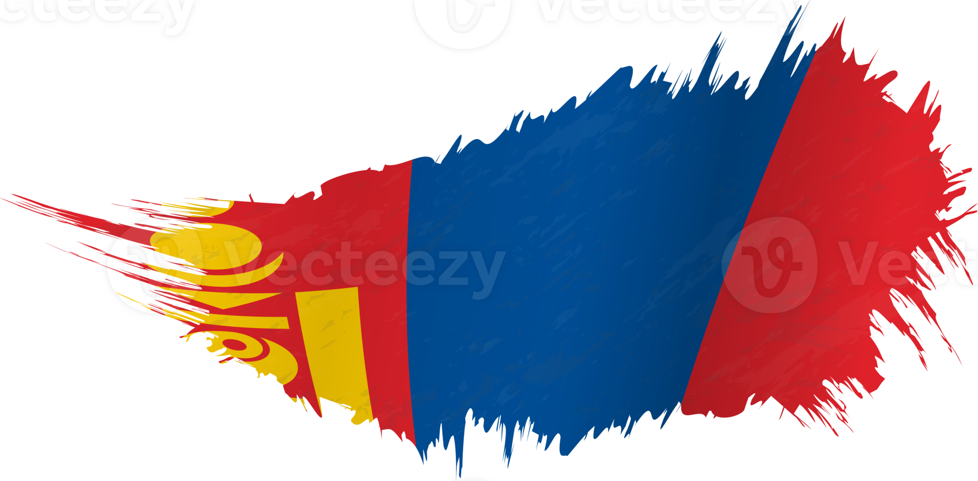 Flag of Mongolia in grunge style with waving effect. png