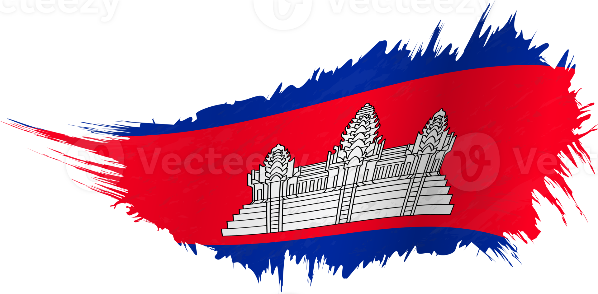 Flag of Cambodia in grunge style with waving effect. png