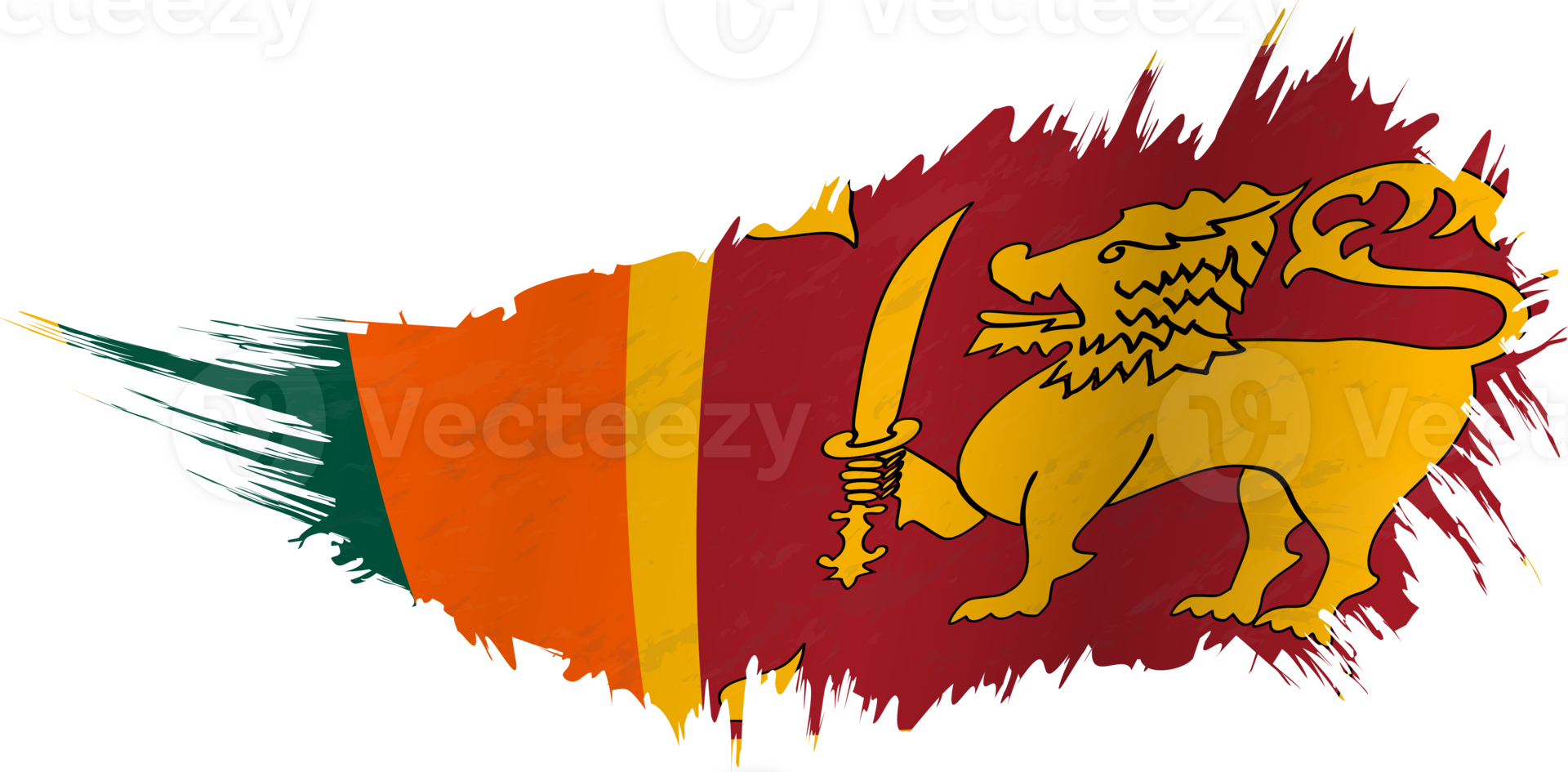 Flag of Sri Lanka in grunge style with waving effect. png