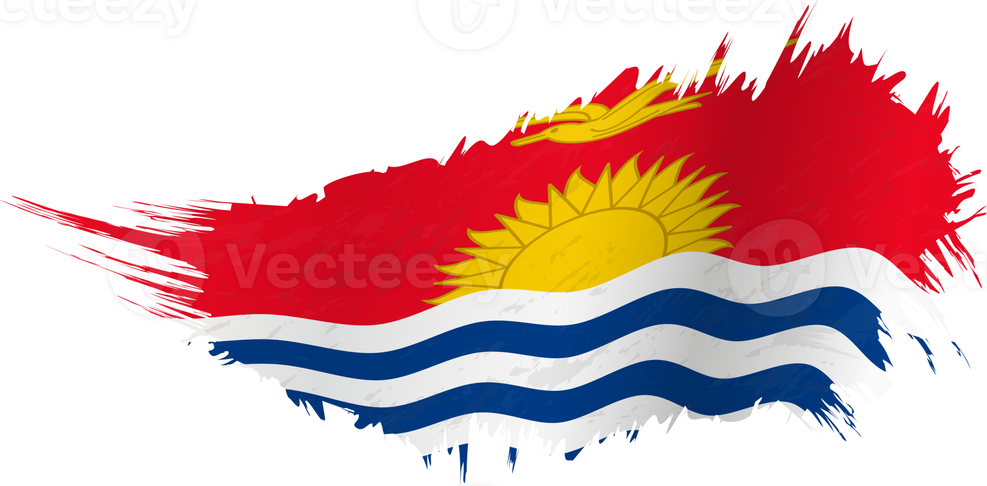 Flag of Kiribati in grunge style with waving effect. png