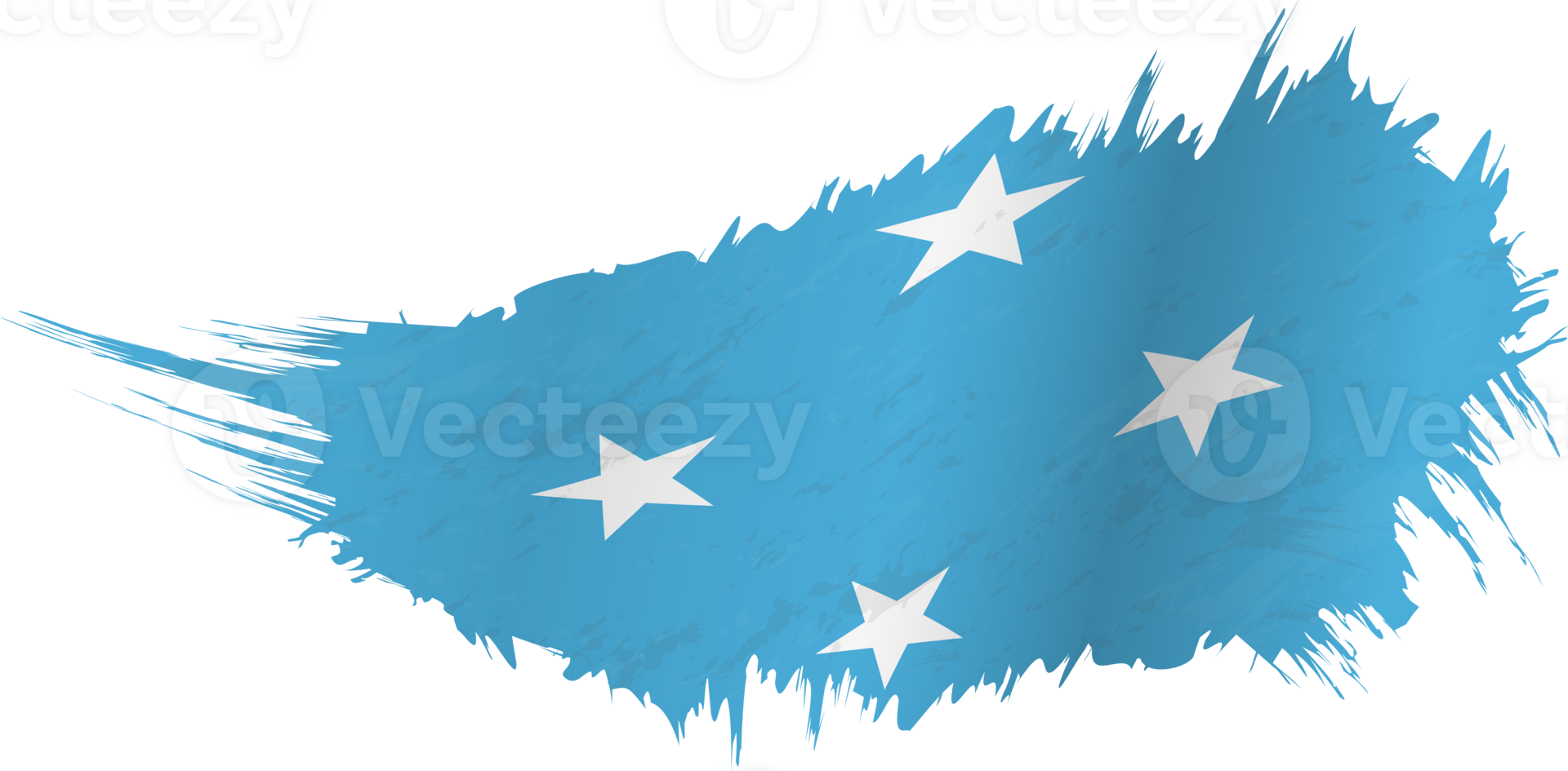 Flag of Micronesia in grunge style with waving effect. png
