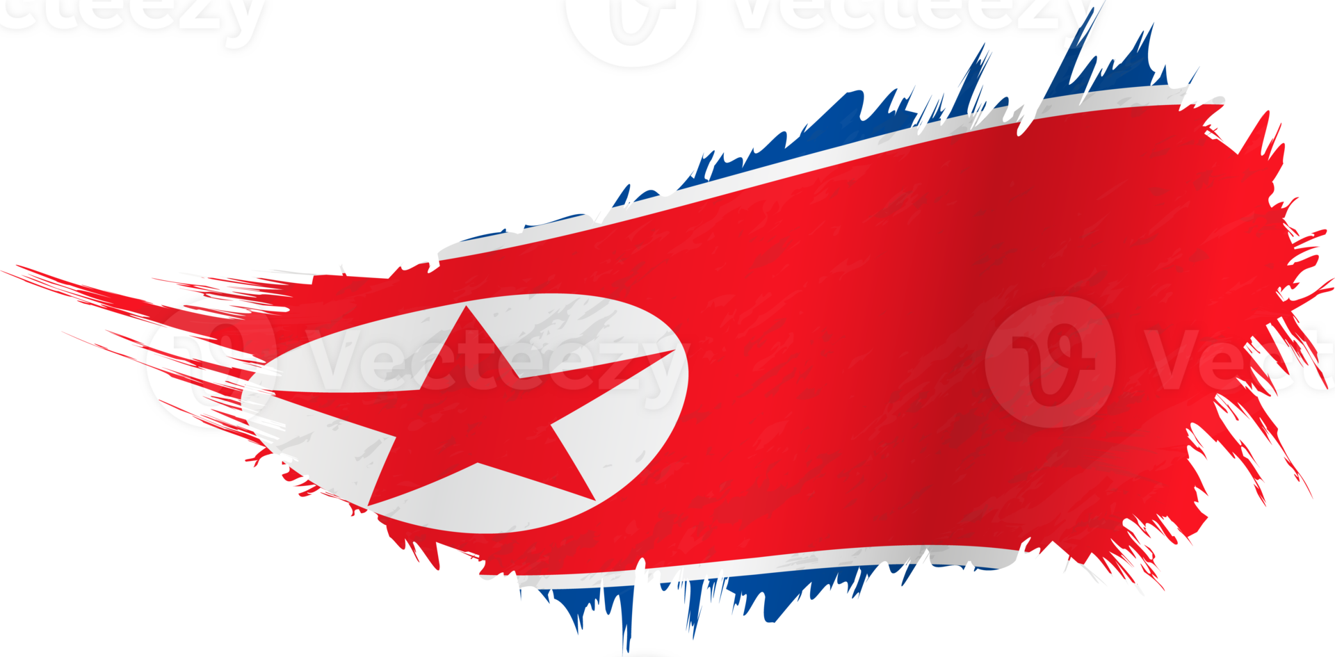 Flag of North Korea in grunge style with waving effect. png