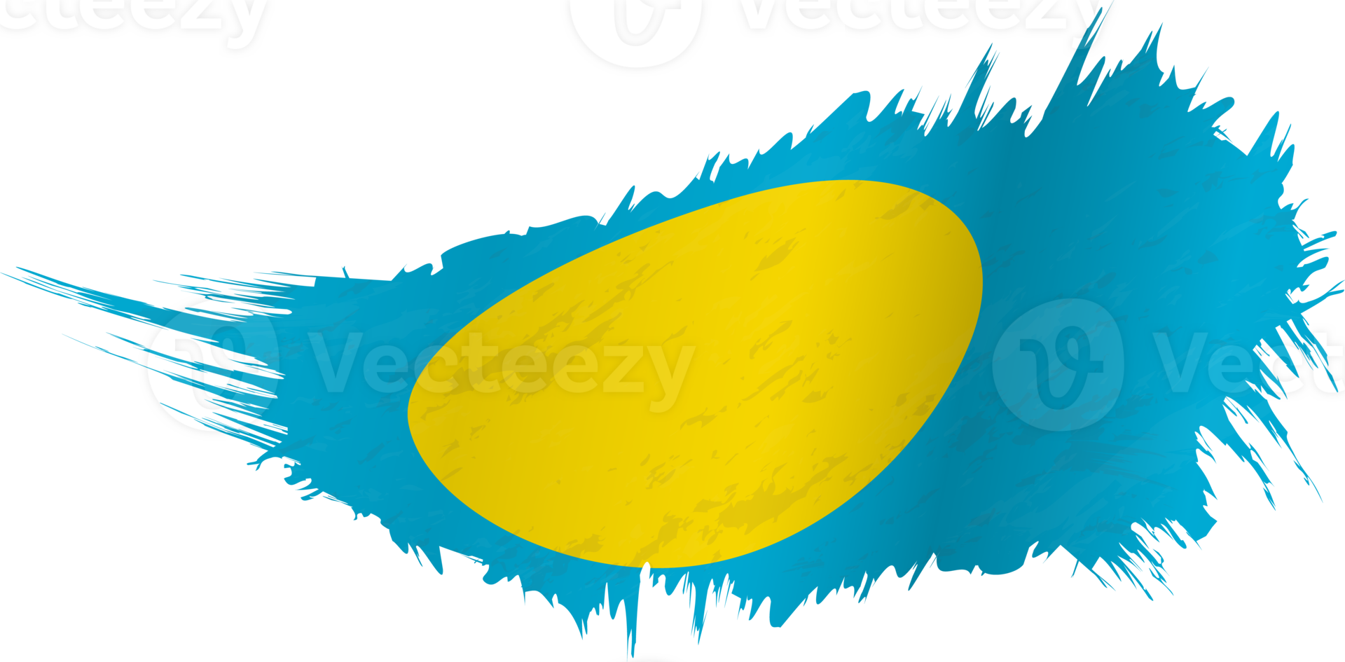 Flag of Palau in grunge style with waving effect. png