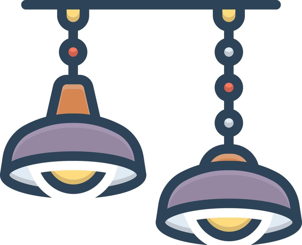 Vector black line icon for lamps