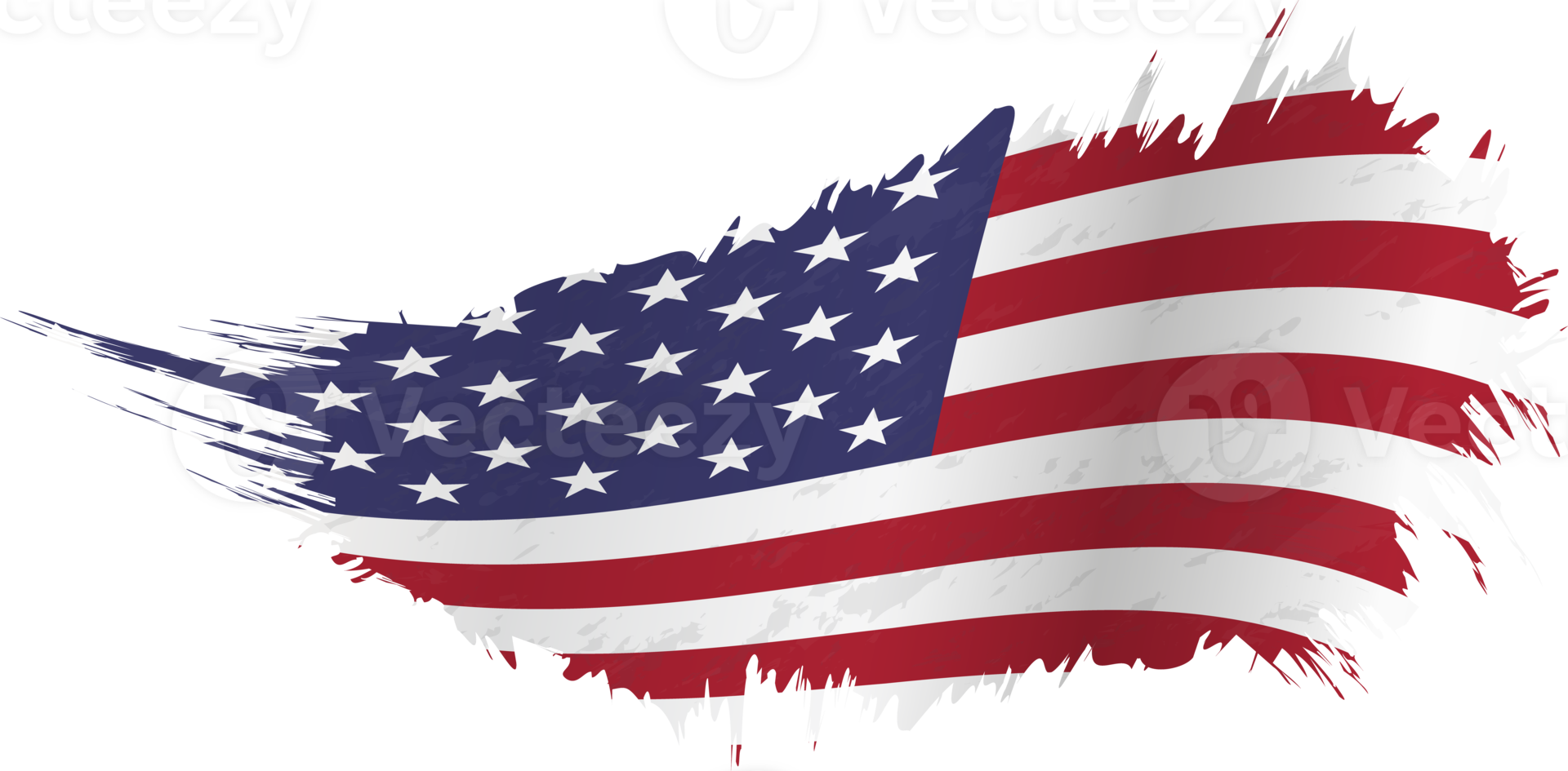 Flag of United States in grunge style with waving effect. png