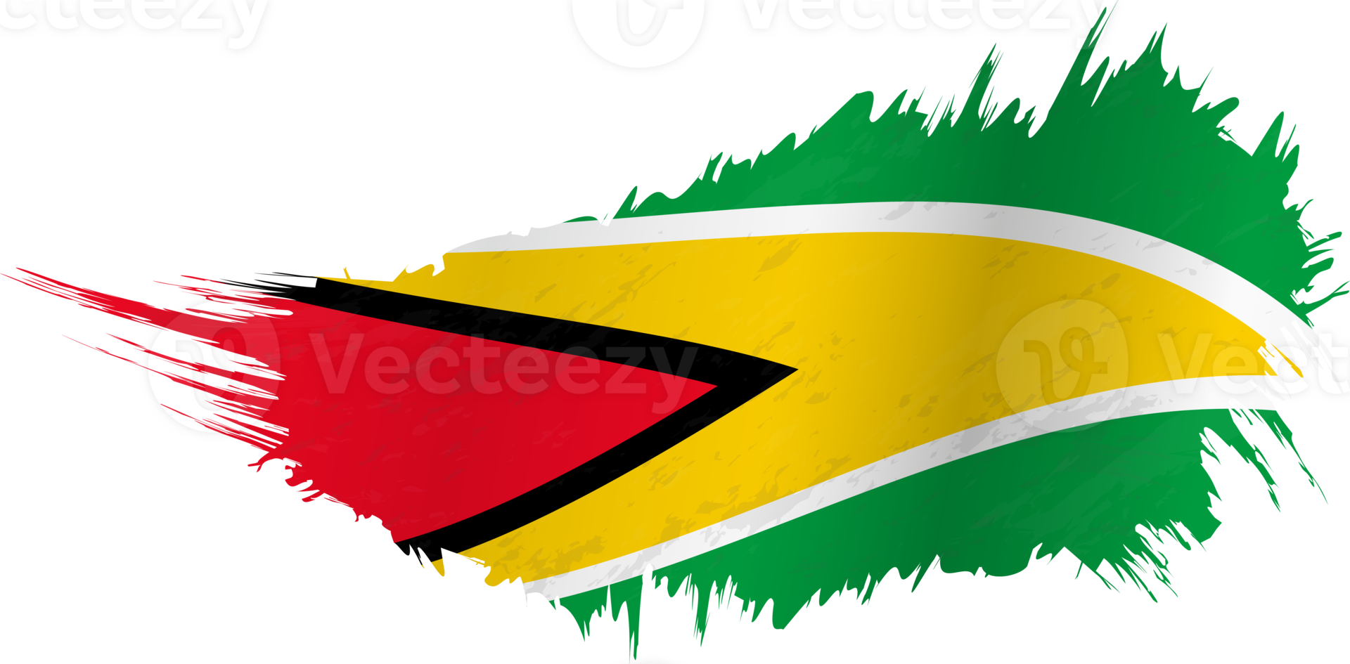 Flag of Guyana in grunge style with waving effect. png