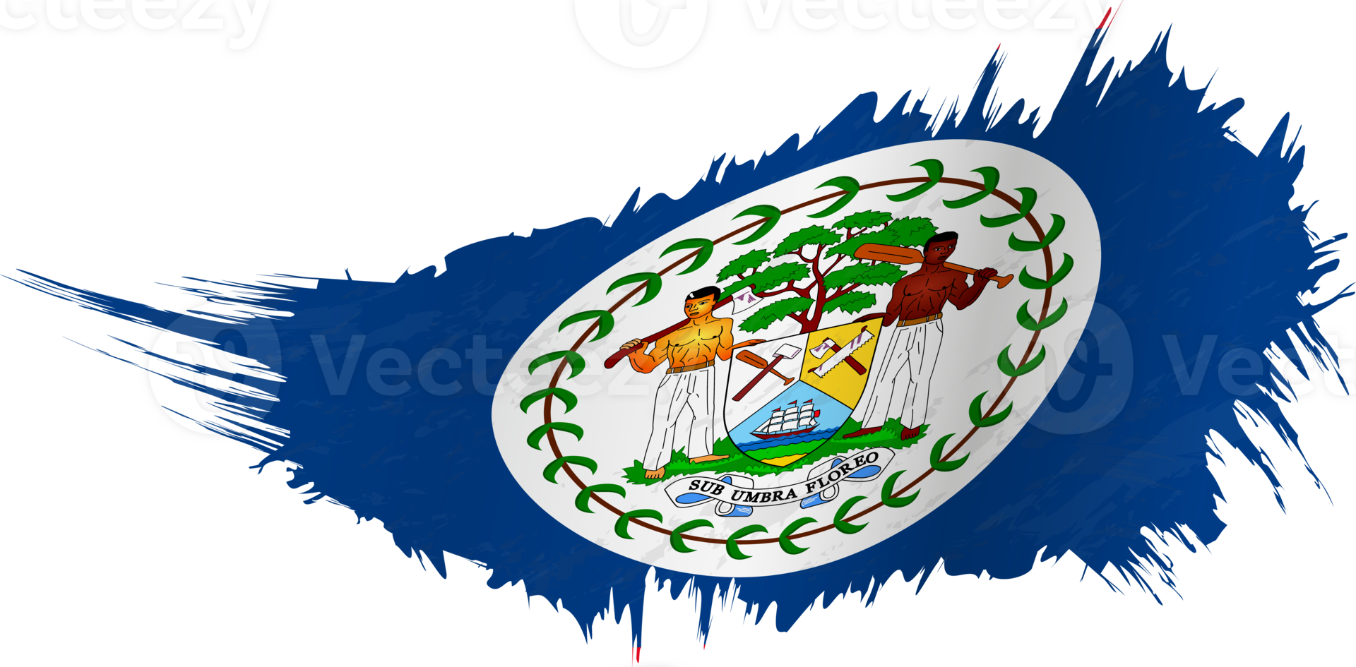 Flag of Belize in grunge style with waving effect. png