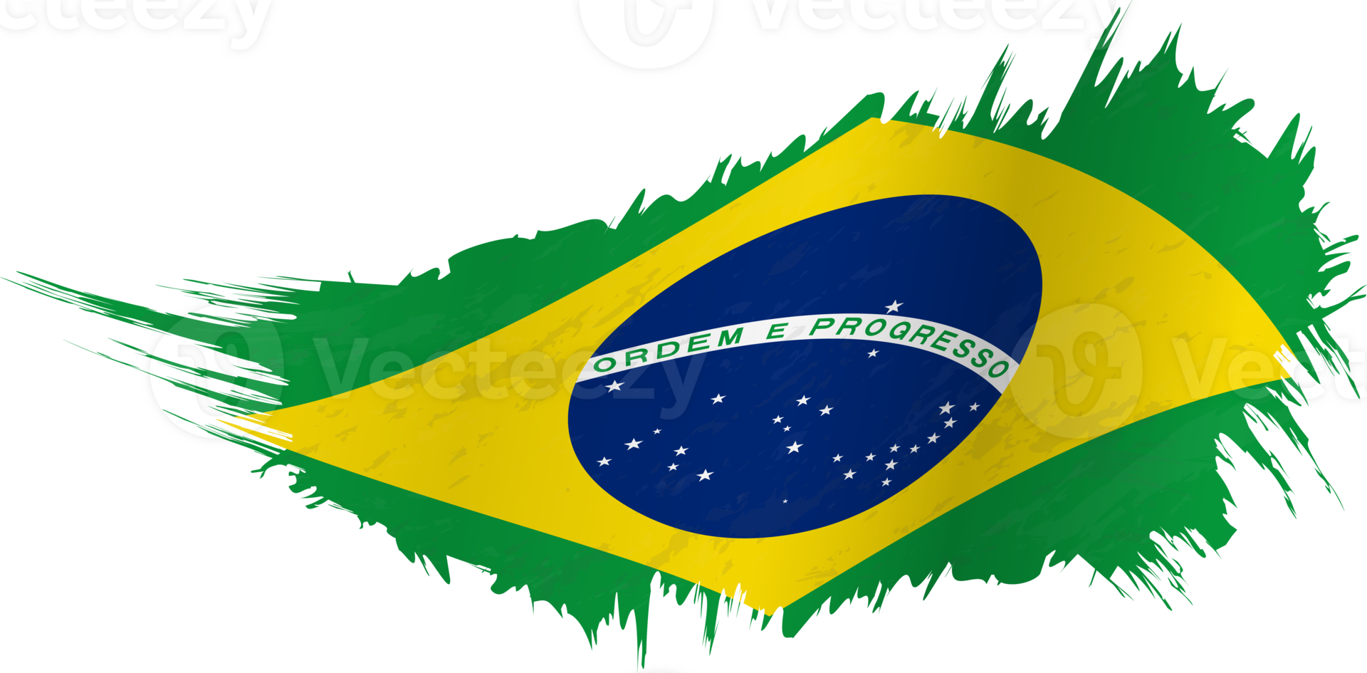 Flag of Brazil in grunge style with waving effect. png