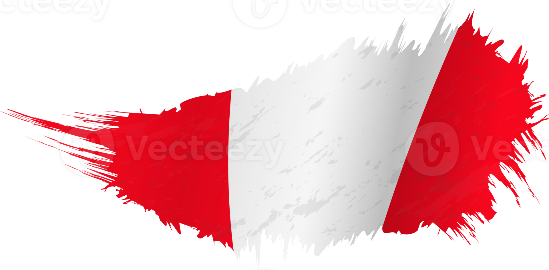 Flag of Peru in grunge style with waving effect. png