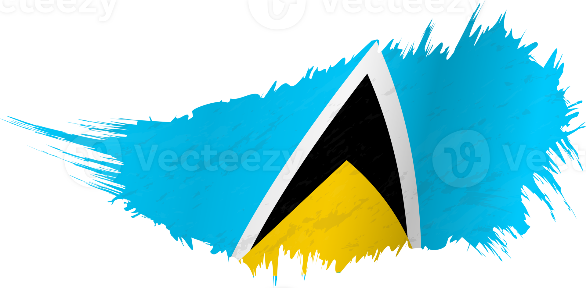 Flag of Saint Lucia in grunge style with waving effect. png