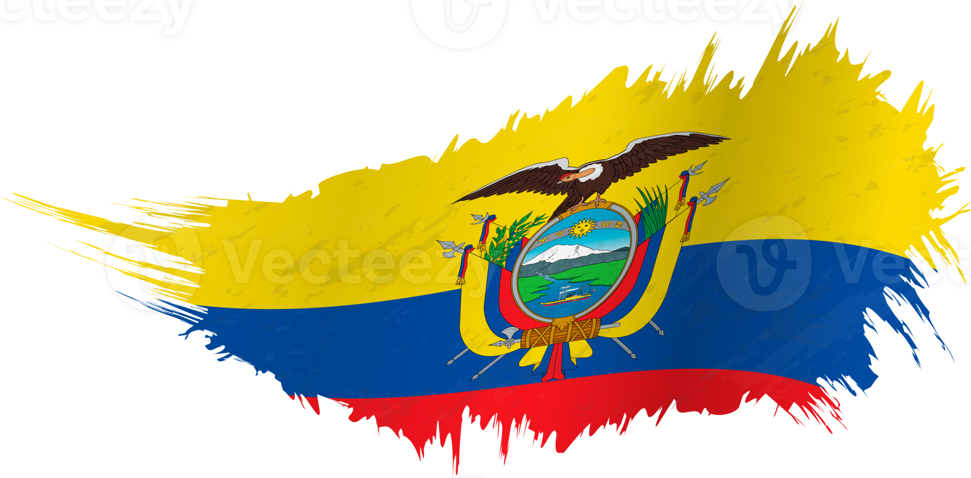 Flag of Ecuador in grunge style with waving effect. png
